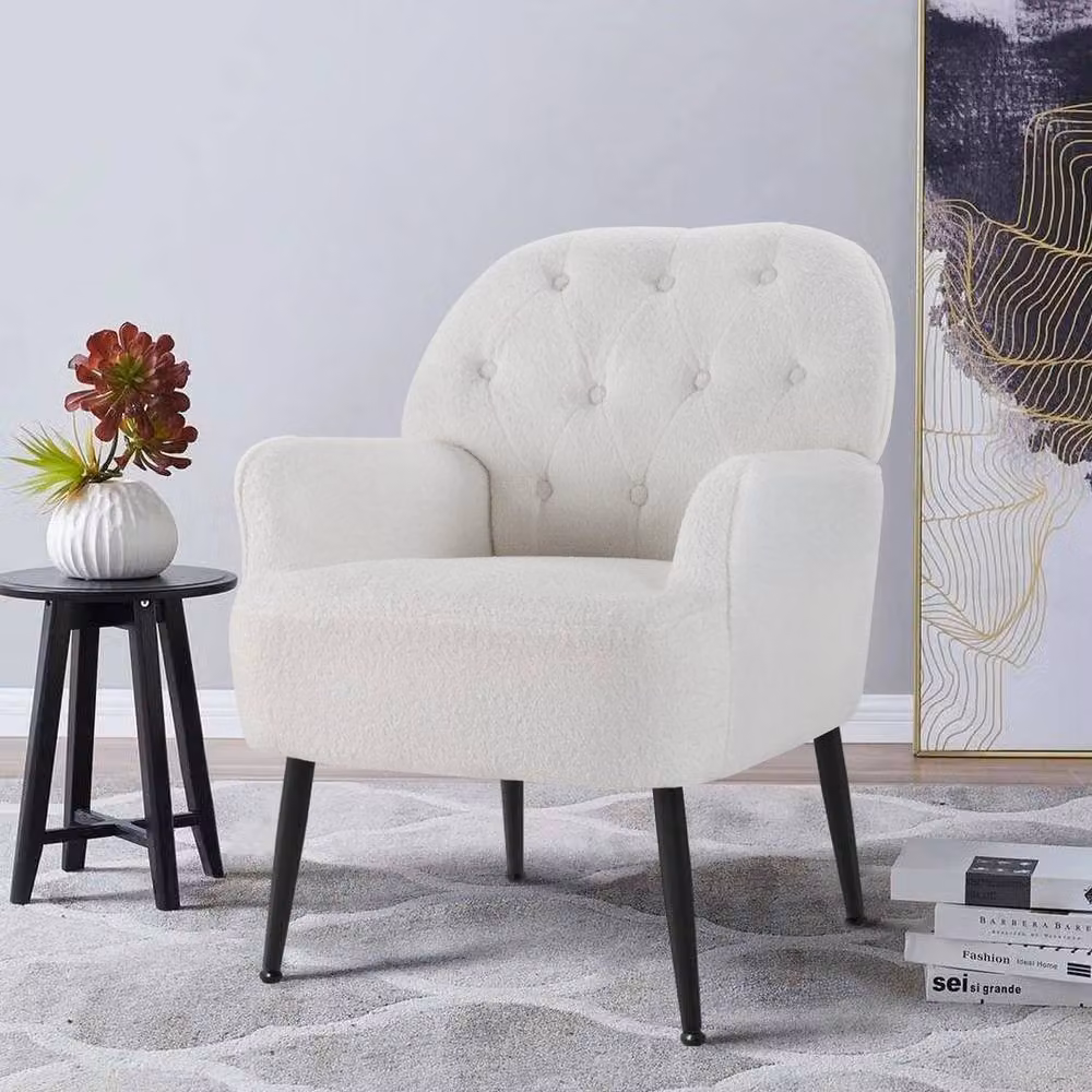 FORGEVIO White Mid Century Tub Armchair with Armrests – 4