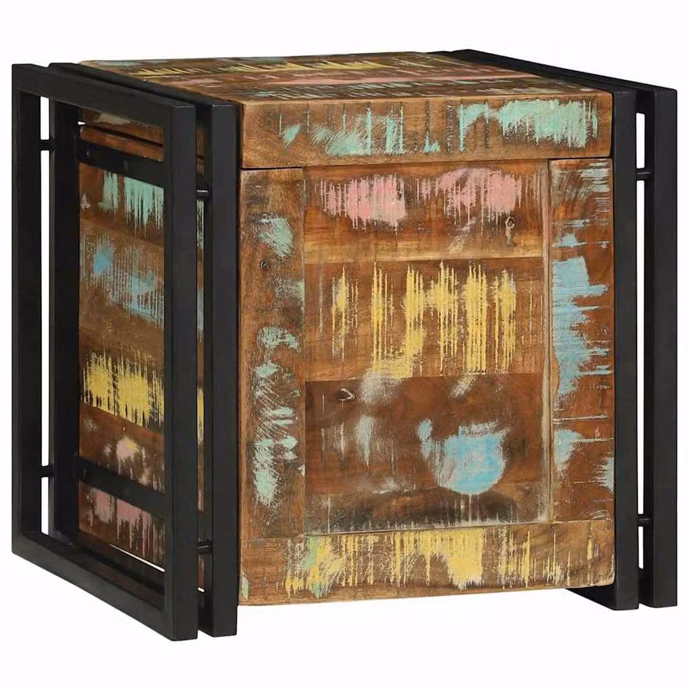 Berkfield Home Rustic Solid Acacia Wood Storage Box, Multicolour, W/D/H: 40 x 40 x 40 cm – 2