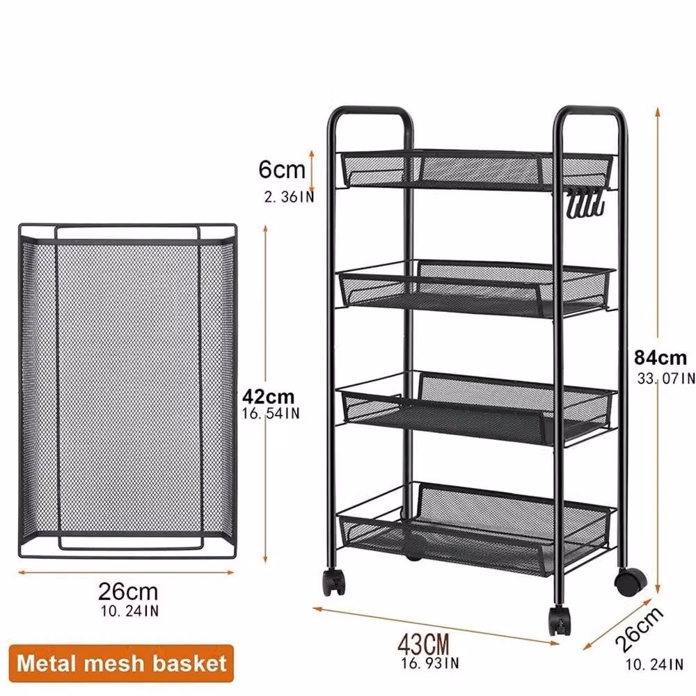 Havendro Black Metal Mobile Kitchen Trolley and Vegetable Storage Rack – 2
