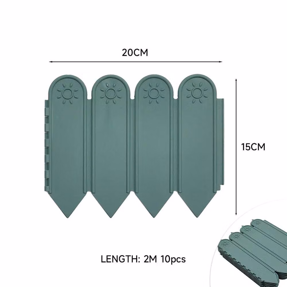 FLAVORA Green Garden Wall Border Edging Picket, 10 Pieces, W/D/H: 100 x 60 x 20 x 15 cm – 2