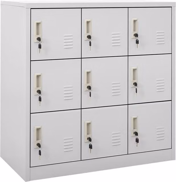 Berkfield Home Modern Metal Locker Cabinet in Matt Grey, W/D/H: 90 x 45 x 92.5 cm
