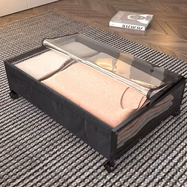 H&O Direct Underbed Storage Containers with Wheels in Black