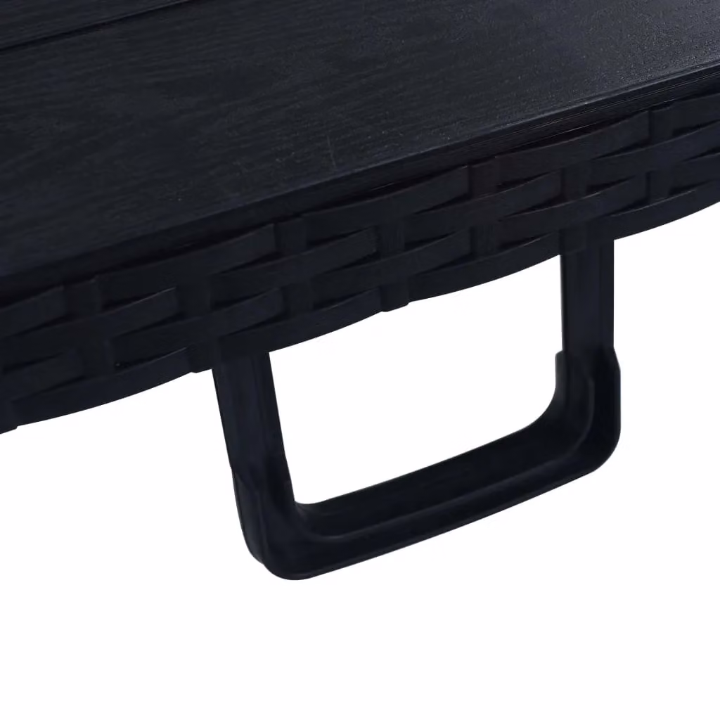 Berkfield Home Folding Garden Table in Black Imitation Rattan, W: 180 cm, D: 75 cm, H: 72 cm – 3