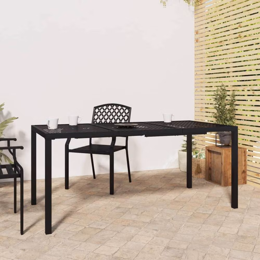 Berkfield Home Modern Rectangular Garden Table in Anthracite and Black Powder Coated Steel, W/D/H: 165 x 80 x 72 cm – 2