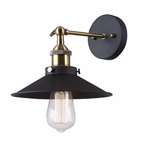 Netlighting Industrial and Retro Black Metal Wall Lamp with E27 Shade
