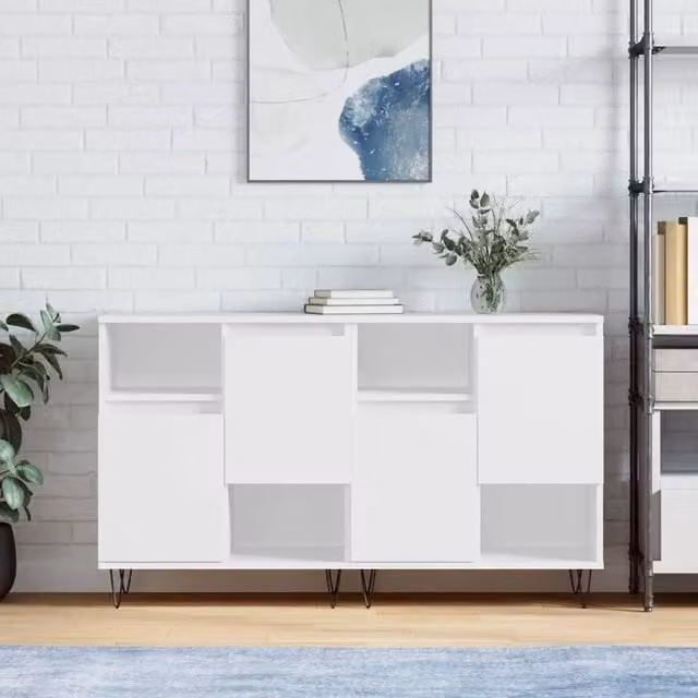 Berkfield Home Set of 2 Classic White Matt MDF Sideboards – 1