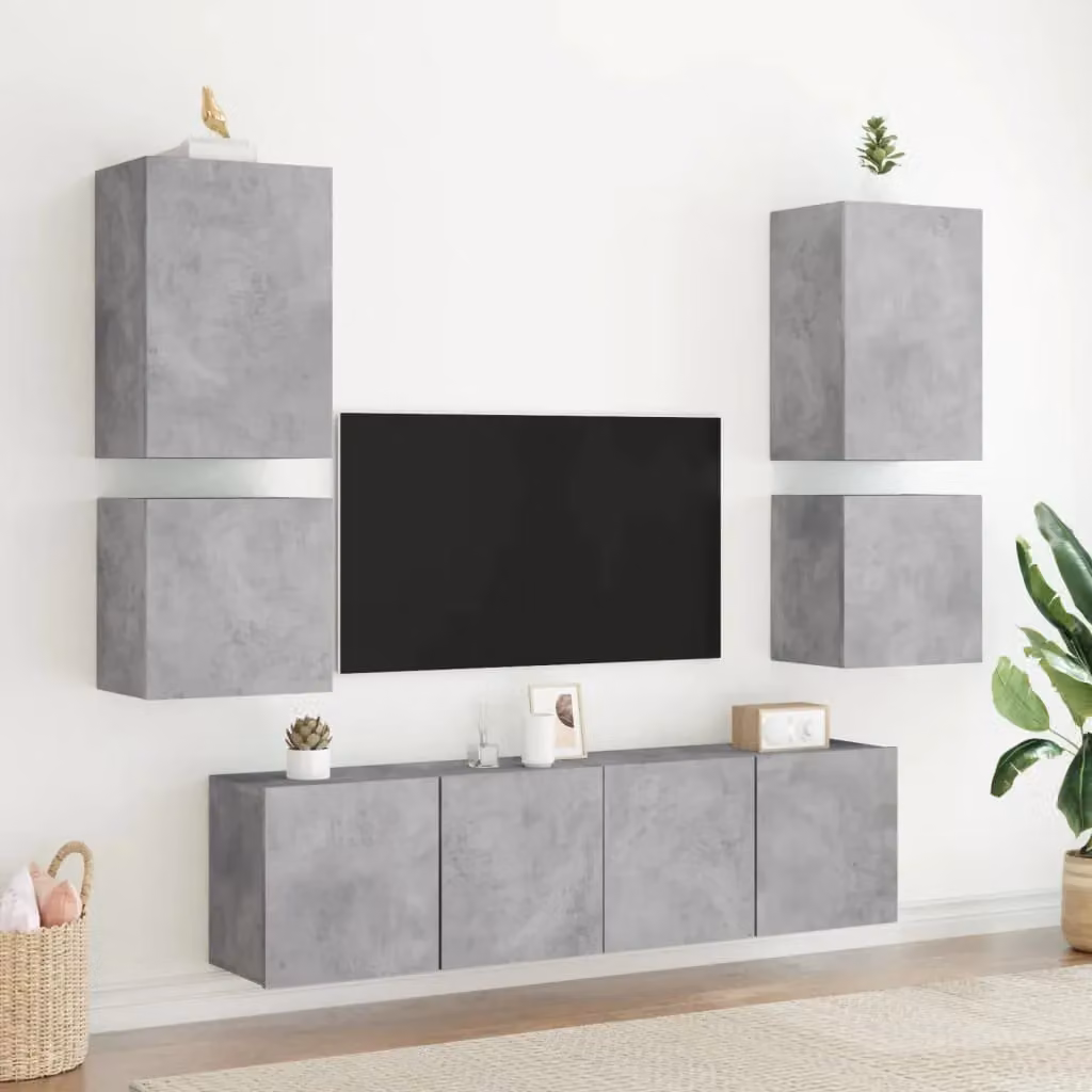 Berkfield Home 2-Piece TV Wall Cabinets in Concrete Grey, W/D/H: 40.5 x 30 x 40.5 cm – 3