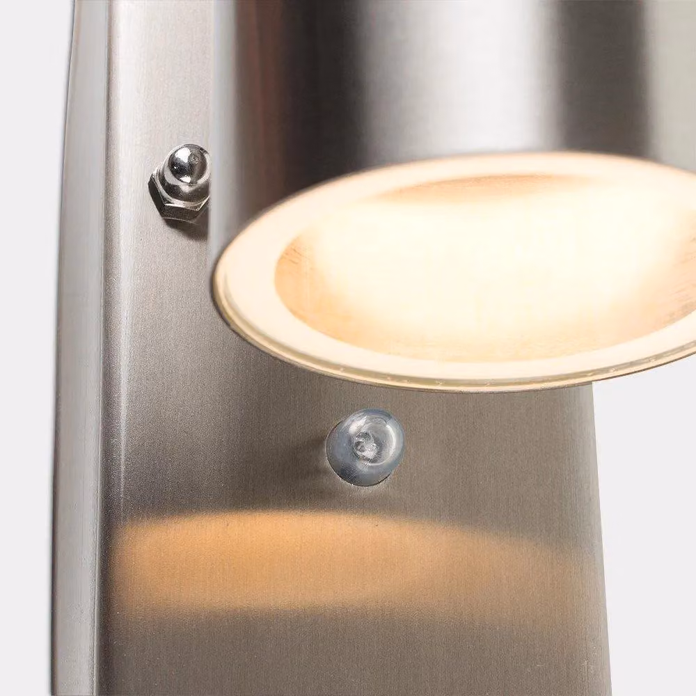 ValueLights Barrow Silver Stainless Steel Dusk to Dawn Sensor Outdoor Wall Light with Cool White LED Bulb IP44 – 3