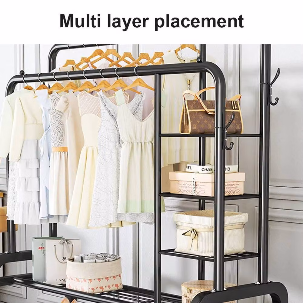 PAWNORA Matt Black Metal Clothes Rail with 120kg Load Capacity – 4