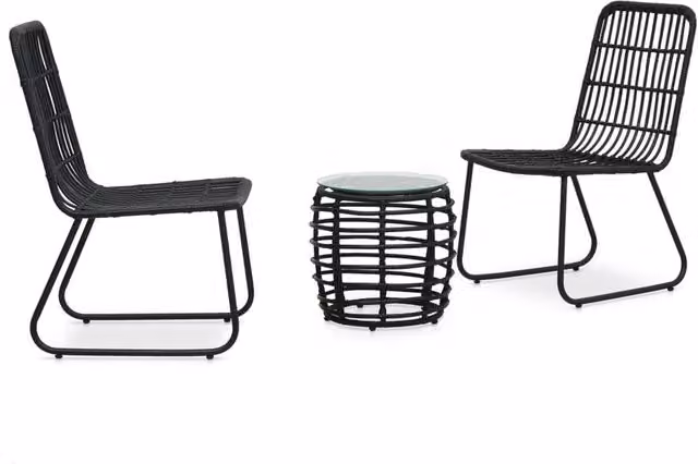 Berkfield Home 3 Piece Bistro Set in Black Poly Rattan and Steel – 1