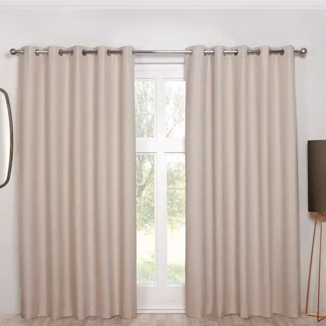 Sundour Cosmos Blackout Eyelet Curtains in Sand/Beige, Width: 229 cm, Drop: 229 cm
