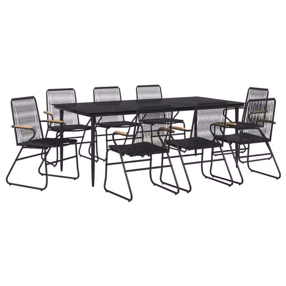 Berkfield Home 9 Piece Modern Garden Dining Set in Black PVC Rattan and Steel – 3