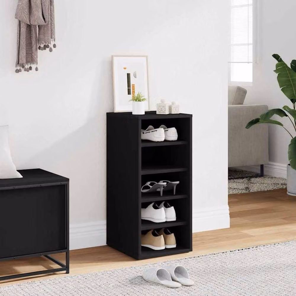 Berkfield Home Modern Black Wall Mounted Shoe Cabinet with Internal Flat Shelves, W/D/H: 35 x 35 x 70 cm – 2