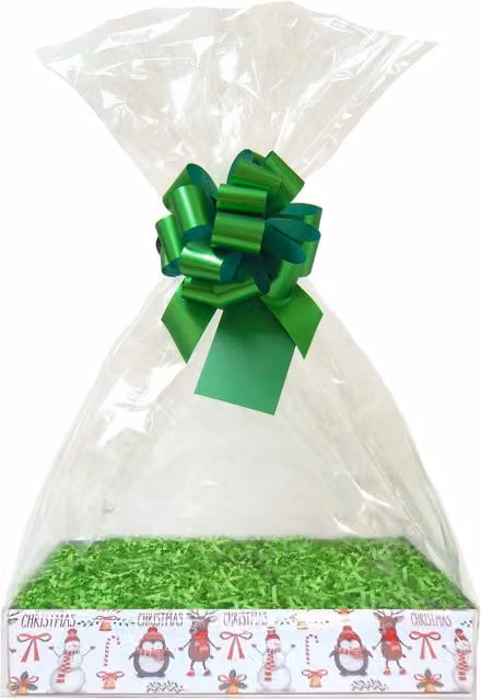 Hampabox Christmas Gift Basket Kit with Green Paper Accessories, W/D/H: 30 x 20 x 6 cm