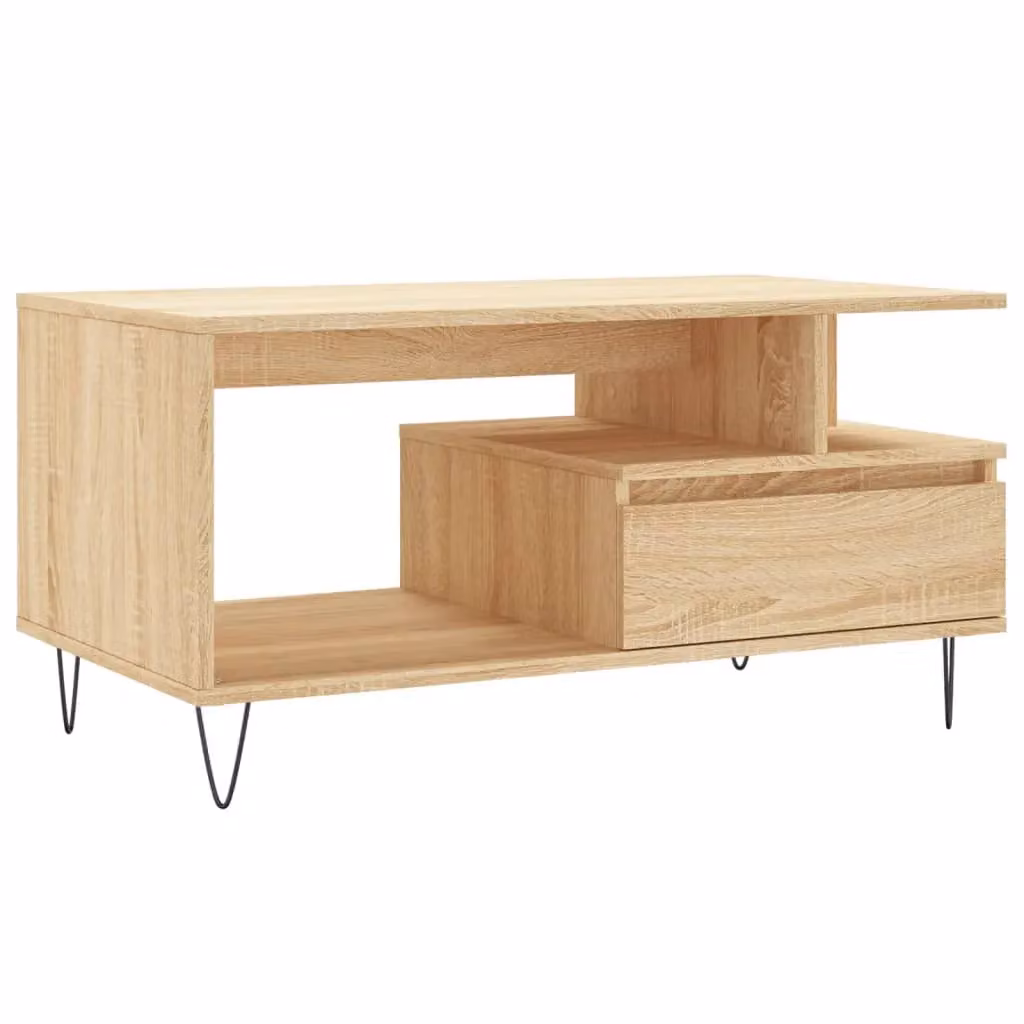 Berkfield Home Sonoma Oak Coffee Table in Brown, W/D/H: 90 x 49 x 45 cm – 2