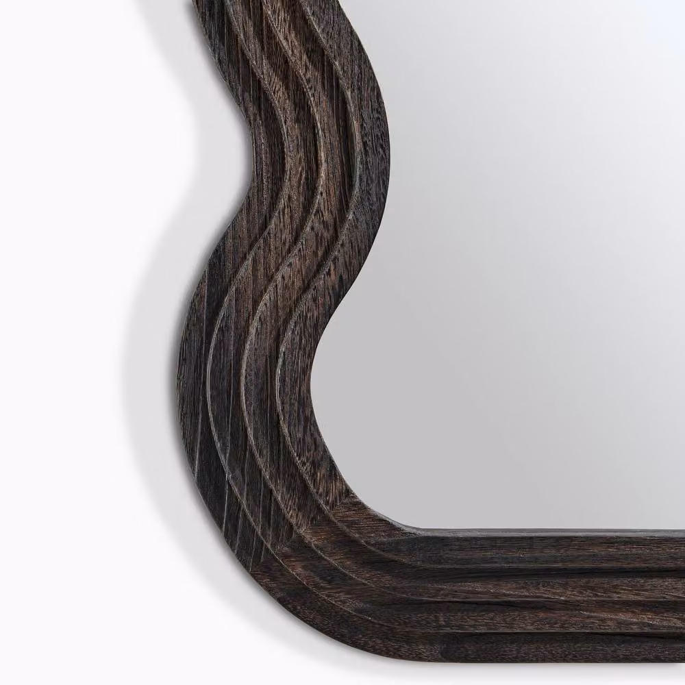 FurnitureboxUK Liora Wavy Rectangular Wall Mirror in Brown Wood, W: 90 cm, H: 60 cm – 4