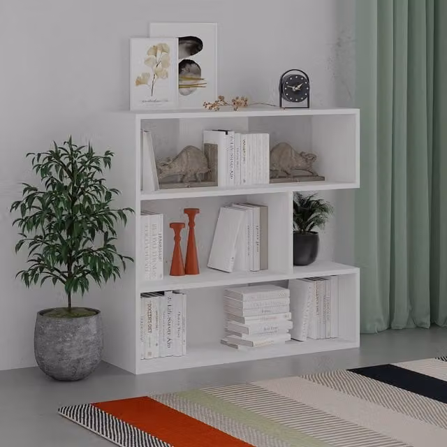 Decortie Molly Modern Bookcase Display Unit in White with Adjustable Shelves