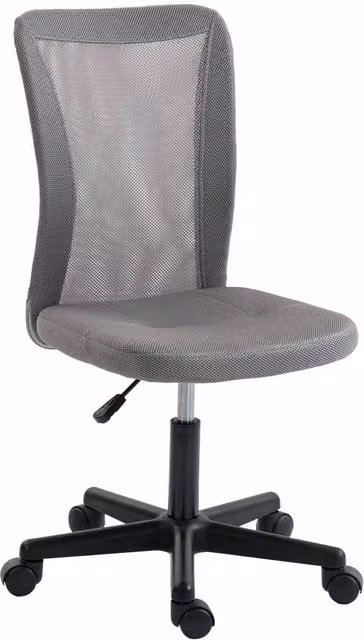 Rolipo Grey Armless Mesh Swivel Office Chair with Adjustable Height – 1