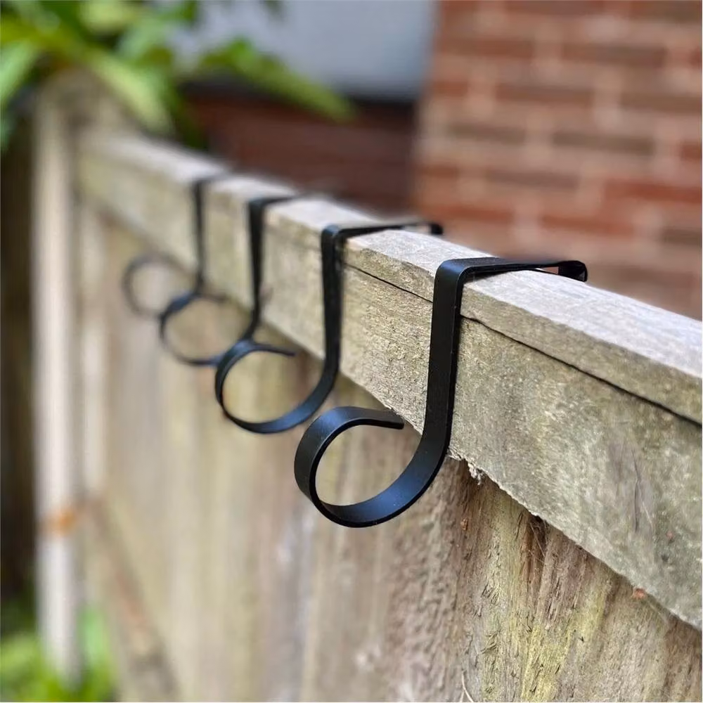Nordara Black Steel Garden Fence Hook Bracket for Hanging Bird Feeders, Pack of 8 – 2
