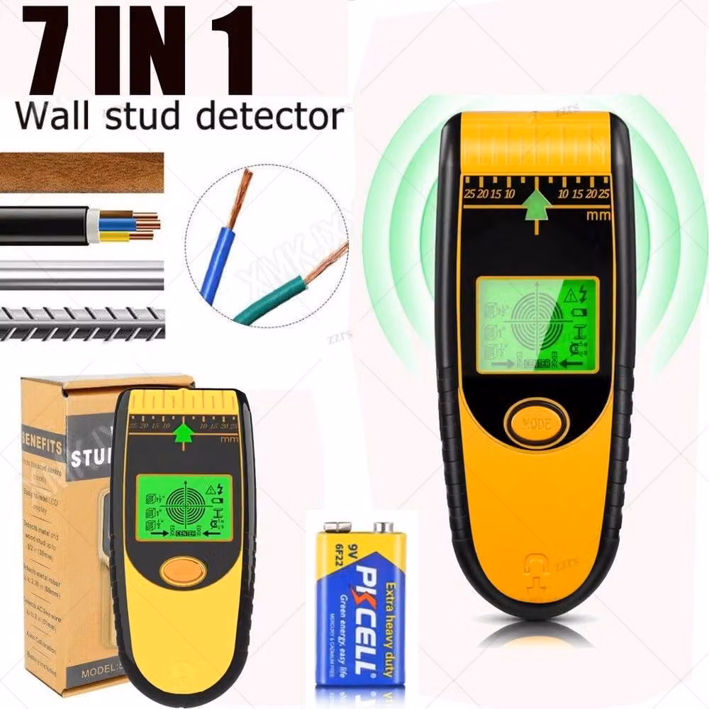 NESTLUNE 7-in-1 Wall Scanner Stud Finder and Metal Wire Detector, Yellow, W: 520 mm – 5