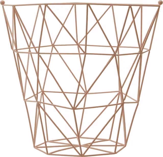 Orsina Pink and Beige Mesh Metal Storage Basket with Copper Finish