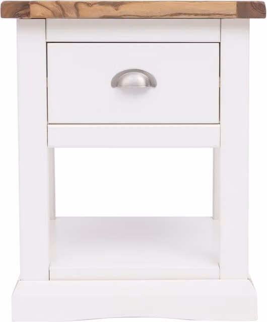 Cabinet Bits Cosenza 1 Drawer Bedside Table with Shelf in White and Chrome