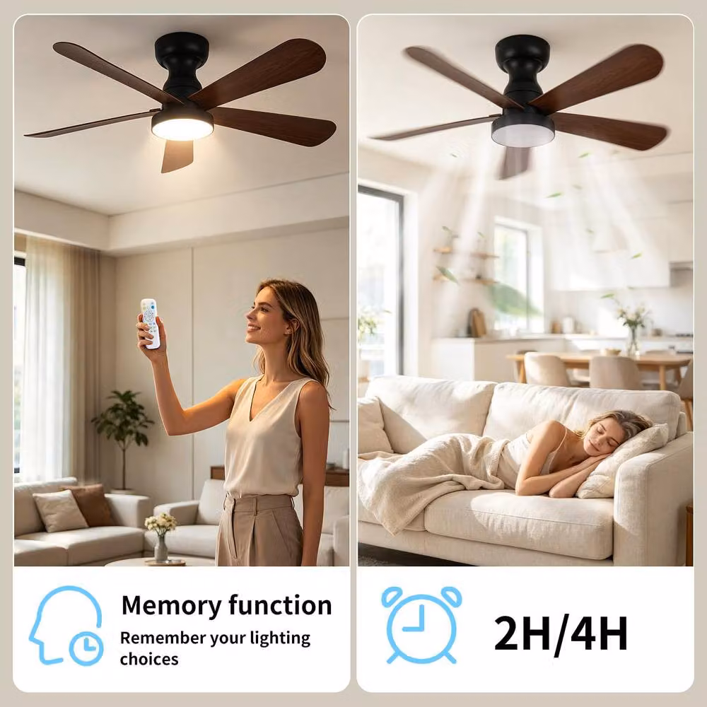 Resmo Modern LED Ceiling Fan with Dimmable Light and Remote Control, Black or Brown – 2