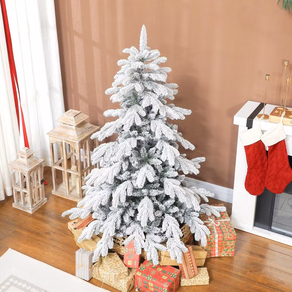 STILVORA Snow Flocked Christmas Tree in Green, Height: 150 cm – 3