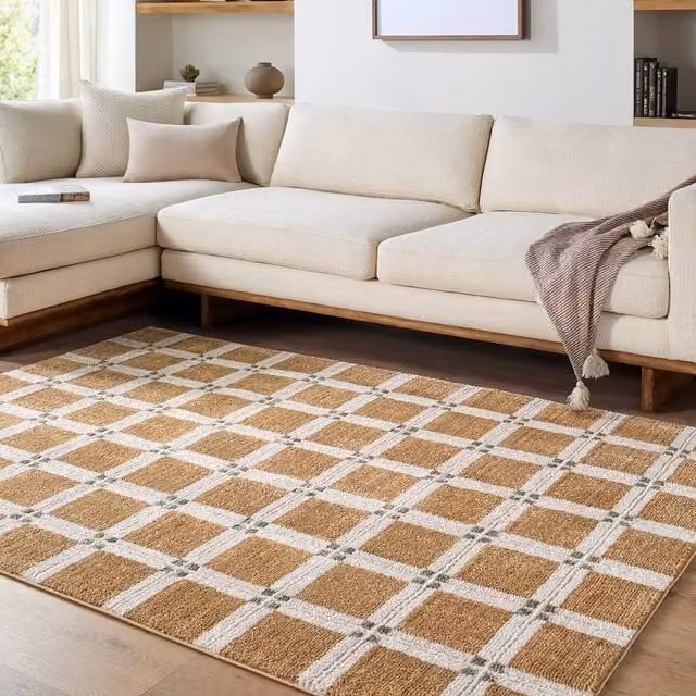 Livabliss La Luna Modern Geometric Graphic Living and Dining Rug in Brown, Grey and Green, W: 160 cm, L: 215 cm