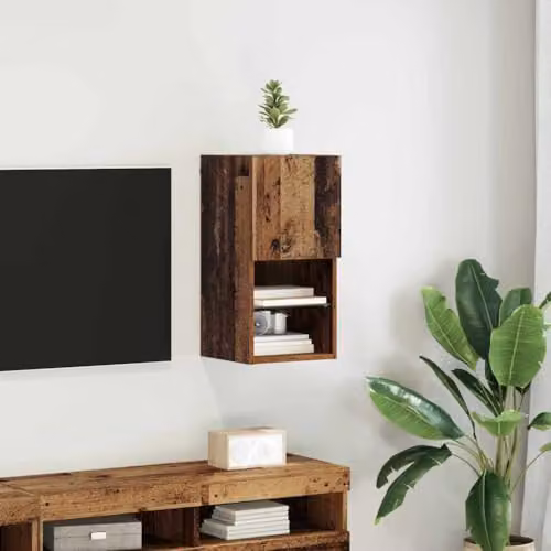 vidaXL Modern Wall-mounted TV Cabinet in Brown with Glass Doors and Integrated Lighting W/D/H: 60 x 30 x 30 cm – 2