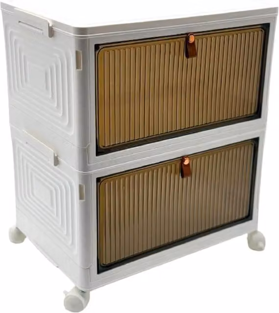 MantraRaj 2 Tier White Plastic Freestanding Storage Cabinet with Glass Doors