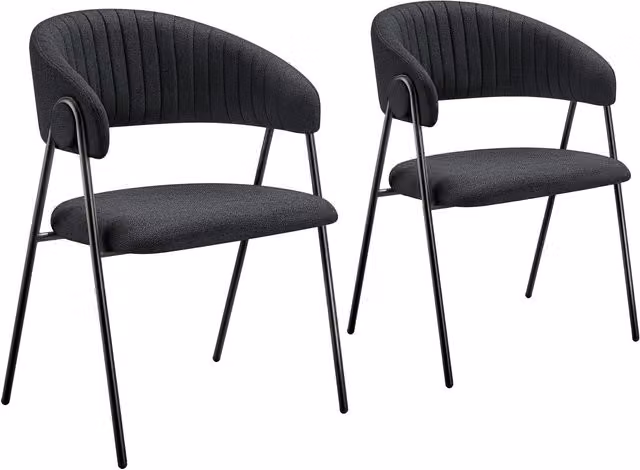 tectake Bedano Set of 2 Dining Chairs in Black with Woven Fabric and Metal Legs – 10