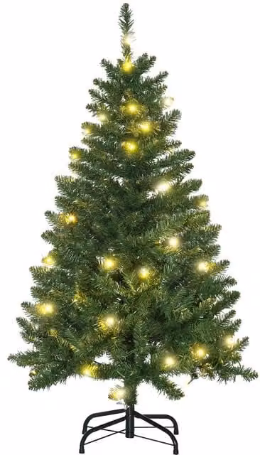 HOMCOM 4ft Artificial Christmas Tree with Warm White LED Lights in Green