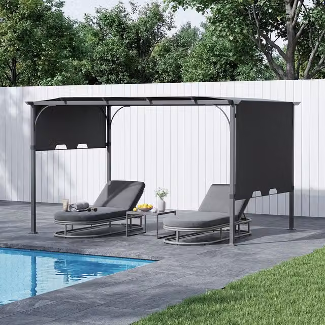 Breeins Garden Pergola with Adjustable Canopy in Black