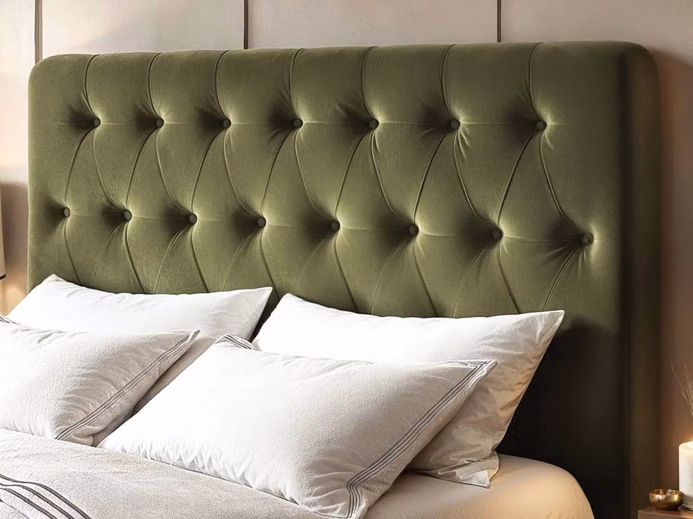 Flair Furnishings Marley Buttoned Headboard Ottoman Bed in Green Velvet, W/D/H: 140 x 200 x 145 cm – 4