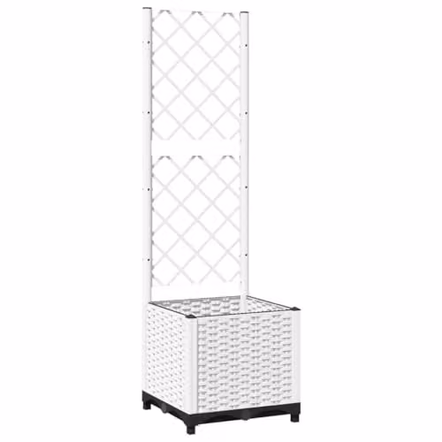 vidaXL White Plastic Garden Planter Tub W/D/H: 40 x 40 x 136 cm