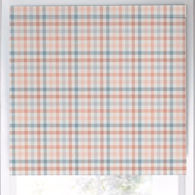 Laura Ashley Cove Check Made to Measure Blackout Roller Blind in Blush Pink