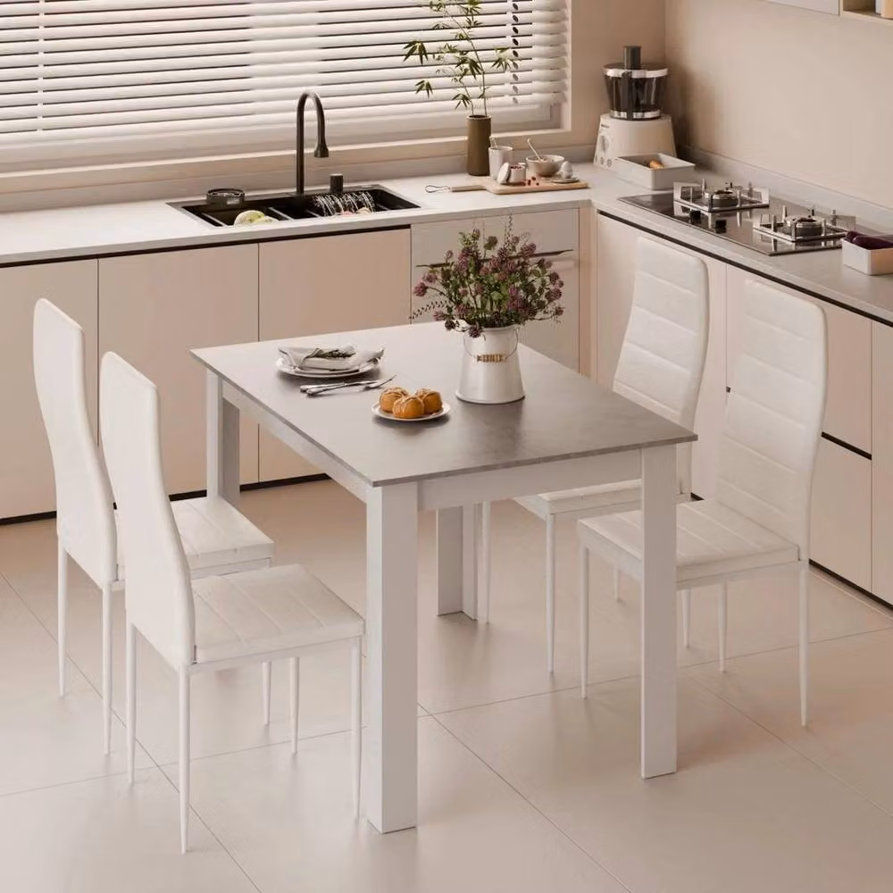 FORGEVIO Mondeer 5-Piece Grey Modern Rectangular Dining Table and Chairs Set – 2