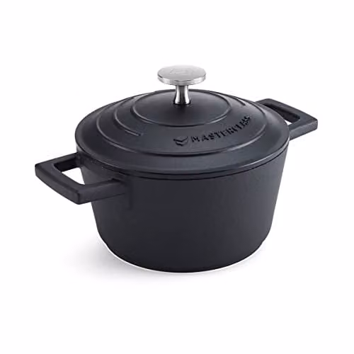 MasterClass Black Cast Aluminium Casserole Dish with Lid, 16 cm – 1