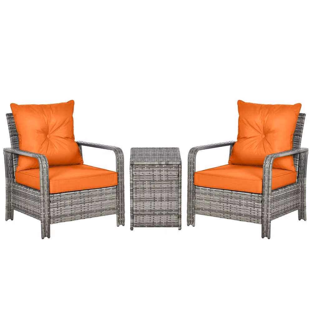 STILVORA 3 Piece Bistro Set with Storage in Orange – 2