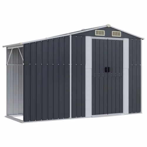 vidaXL Galvanised Steel Gable Garden Shed in Anthracite, W: 277 cm, D: 93 cm, H: 179 cm – 1