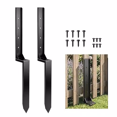 Outsunny 2 Pack Black Metal Fence Post Repair Kit, Height: 81 cm