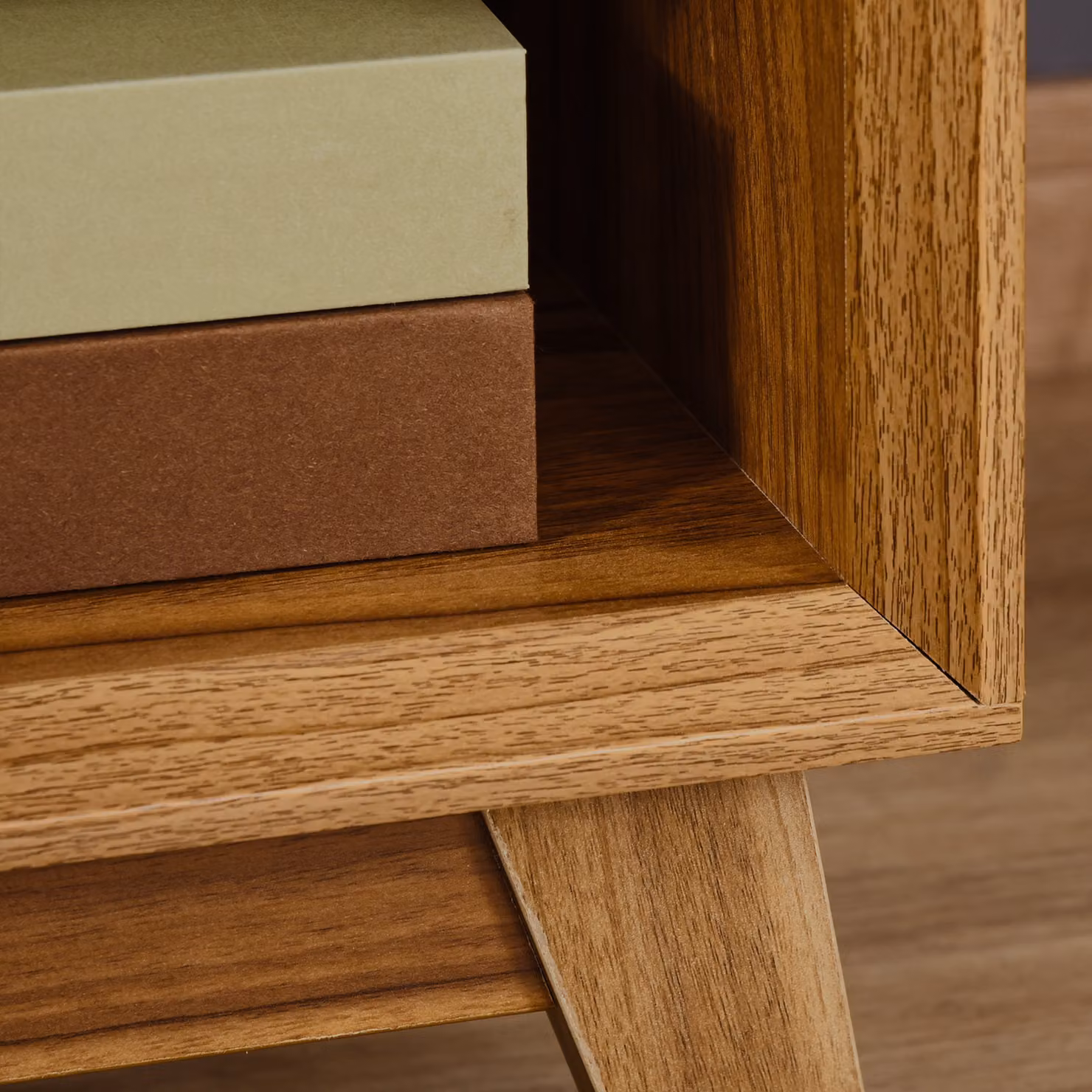 HOMCOM Modern Bedside Table and Nightstand with Drawer and Shelf in Walnut Brown – 7