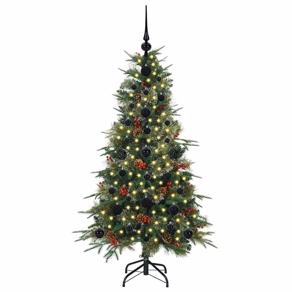 Berkfield Home Artificial Hinged Christmas Tree in Green, Height: 120 cm – 3