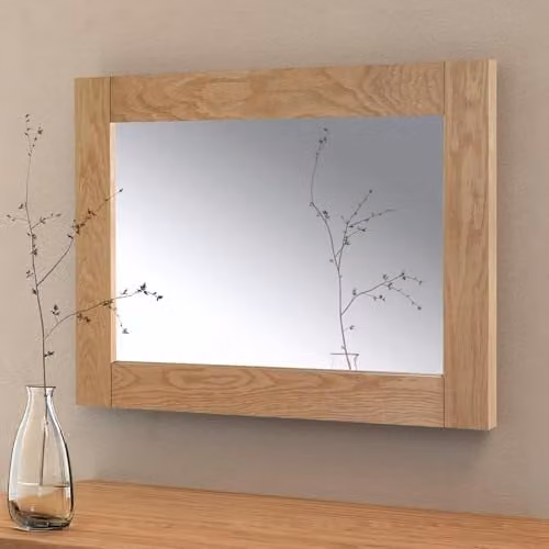 Julian Bowen Antique Brown Rectangular Wood Wall Mirror W/H: 70 x 70 cm