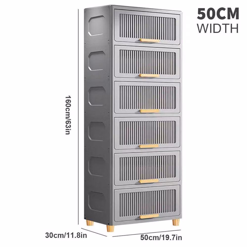 EONLION 6 Tier Plastic Storage Cabinet in Grey – 2