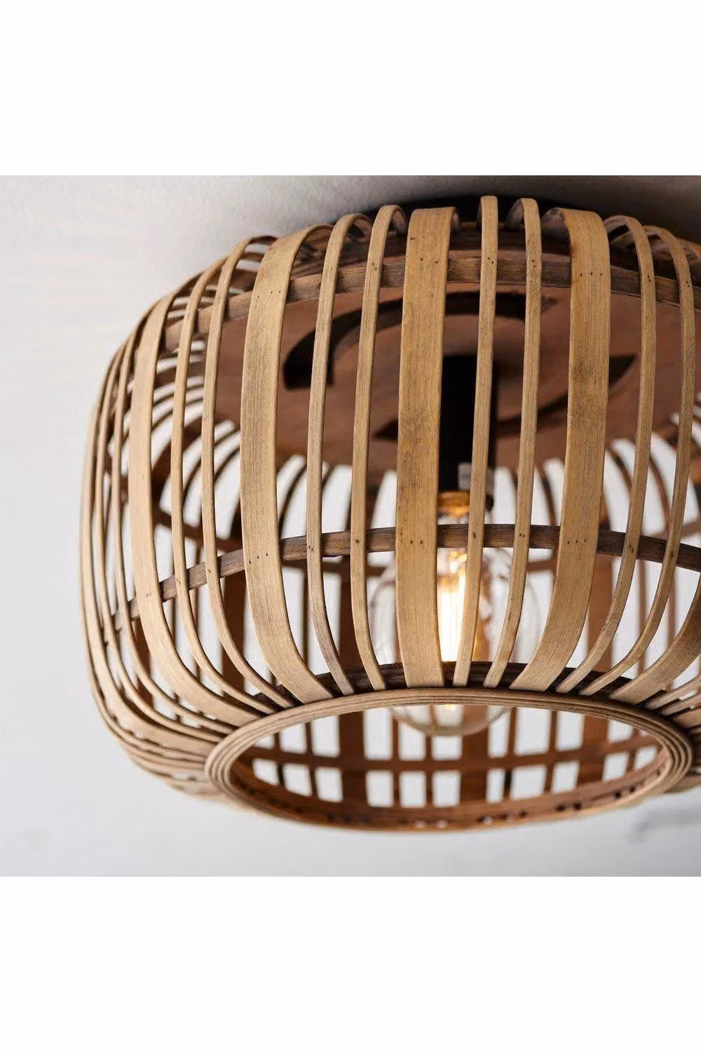 Netlighting Mathias Decorative Flush Ceiling Lamp in Natural Bamboo and Matt Black – 2