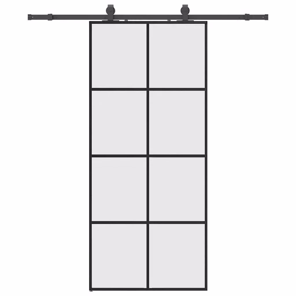 Berkfield Home Modern Sliding Glass Door with Hardware Set in Black, W: 90 cm, H: 205 cm – 2