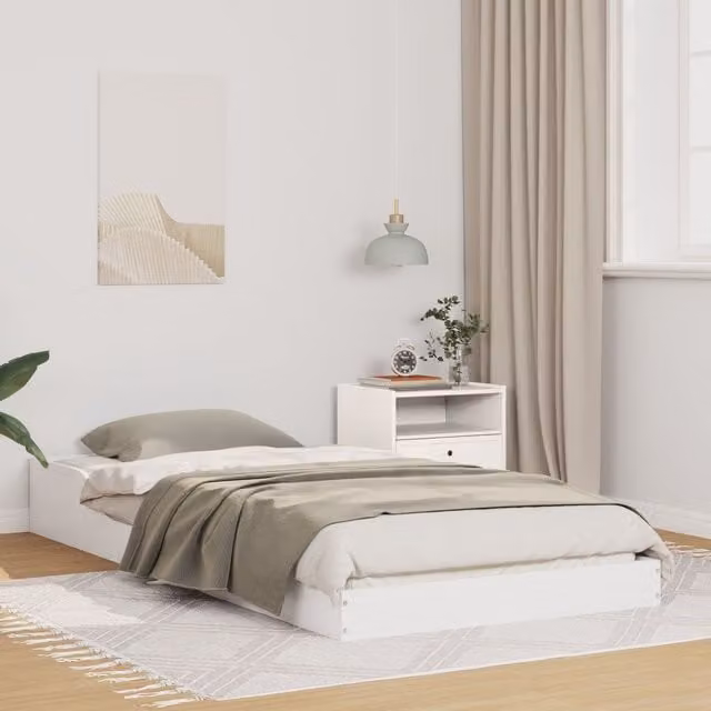 Berkfield Home White Solid Pine Wood Mattress W/D/H: 90 x 200 cm