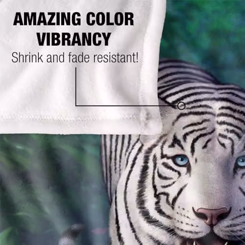 JQ Licensing White Tiger and Cubs Silky Touch Super Soft Throw Blanket, W: 152 cm, D: 127 cm – 3